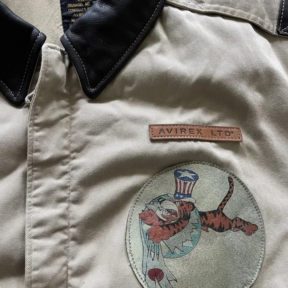 Avirex Jacket Men Large A-2 Vintage 30-1415 China Doll Tiger USA Men